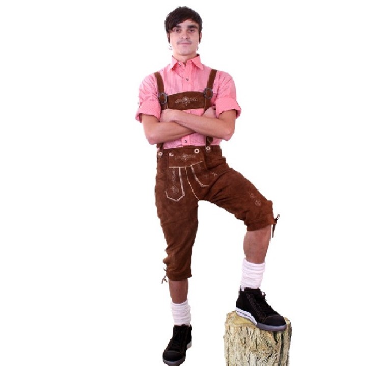lederhose lang licht bruin heren met galgen