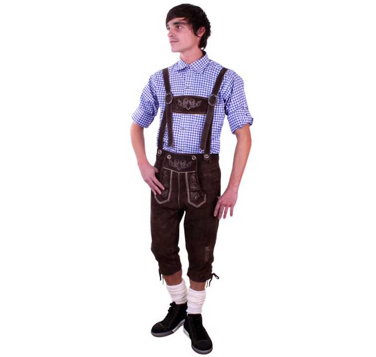 lange lederhose heren echt leer bruin
