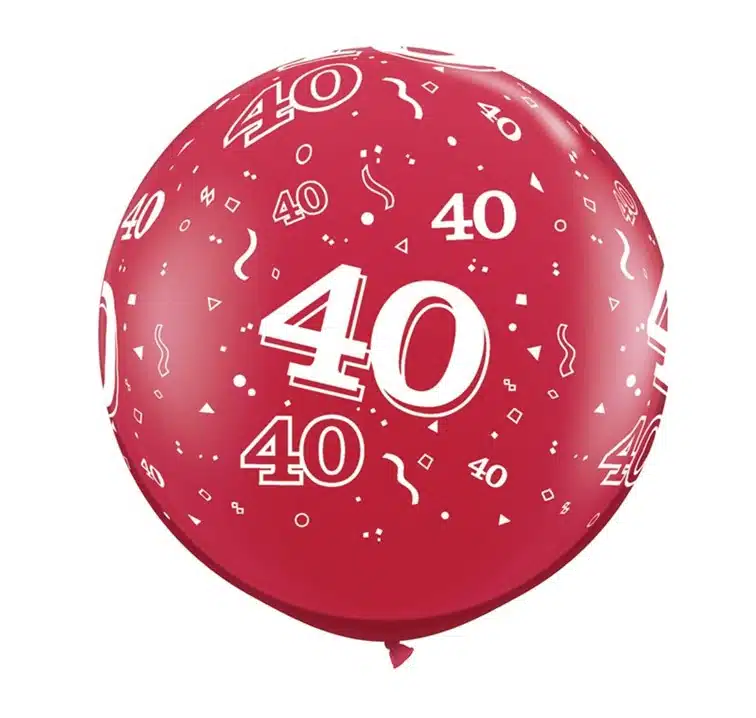 Grote ballon 90 cm 40 jaar robijn rood