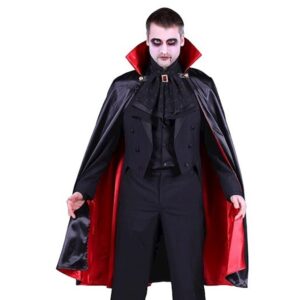 Dracula cape zwart met rode binndnkant en opstaande kraag