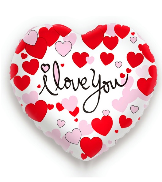 Folieballon i lover you kan in kadodoos met helium